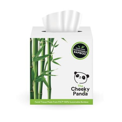 Kozmetikai kendő, bambusz, 3 rétegű, 56 lap, CHEEKY PANDA, fehér